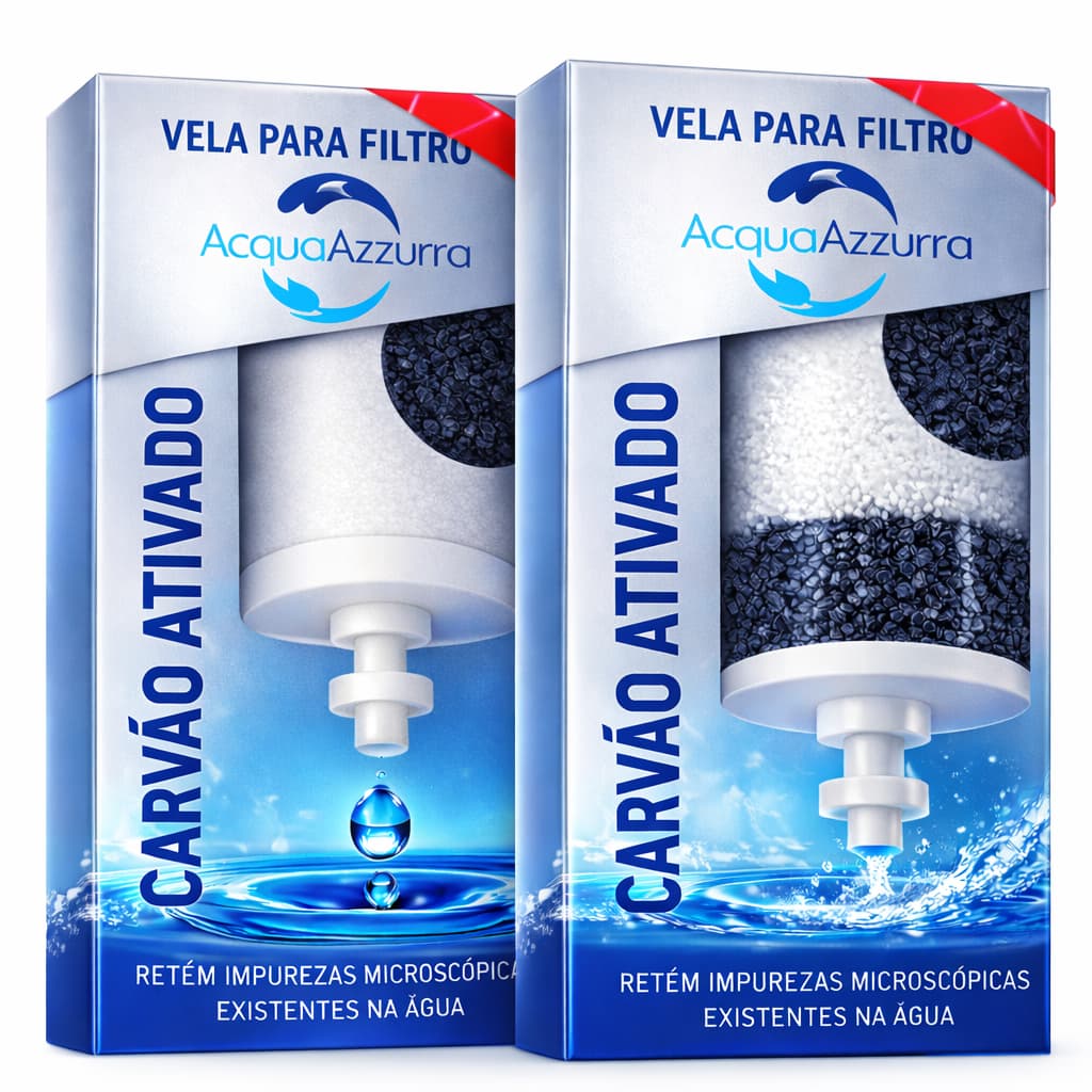 2 Velas Filtro de Barro Carvão ORIGINAL Ativado Esterilizante  Premium Universal
