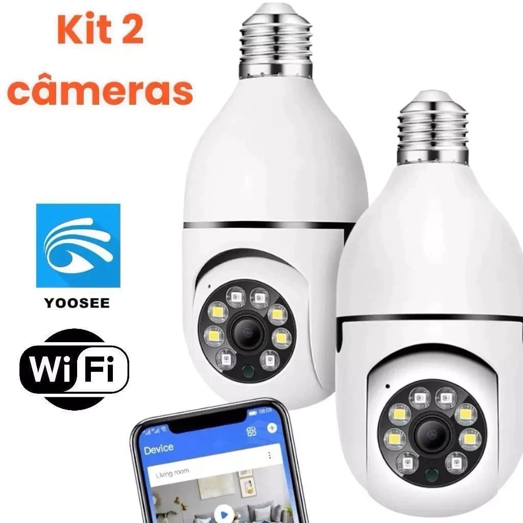 LumiGuard 360™ Versão 2 Unidades Câmera Lâmpada WiFi 360° FullHD Visão Noturna PTZ