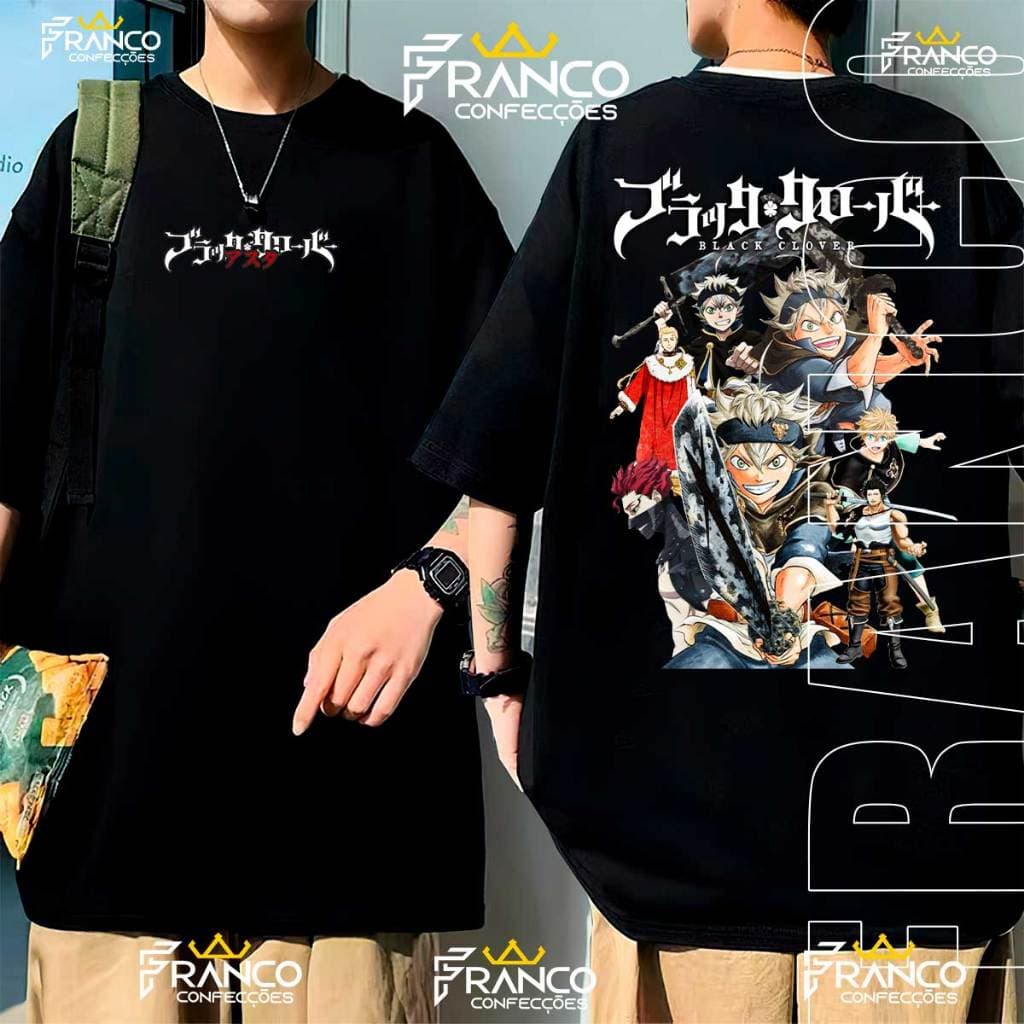 Camiseta Oversized Anime Black Cover Unissex Asta  Streetwear 100% Algodão Yuno