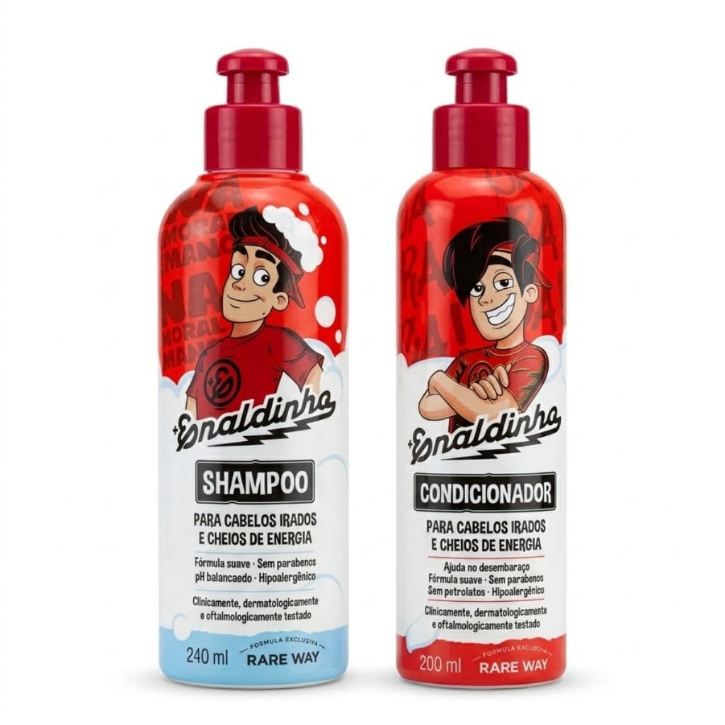 Kit Enaldinho Shampoo Condicionador Infantil Boneco Brinquedo Rare Way Kit Banho Crianças Presente