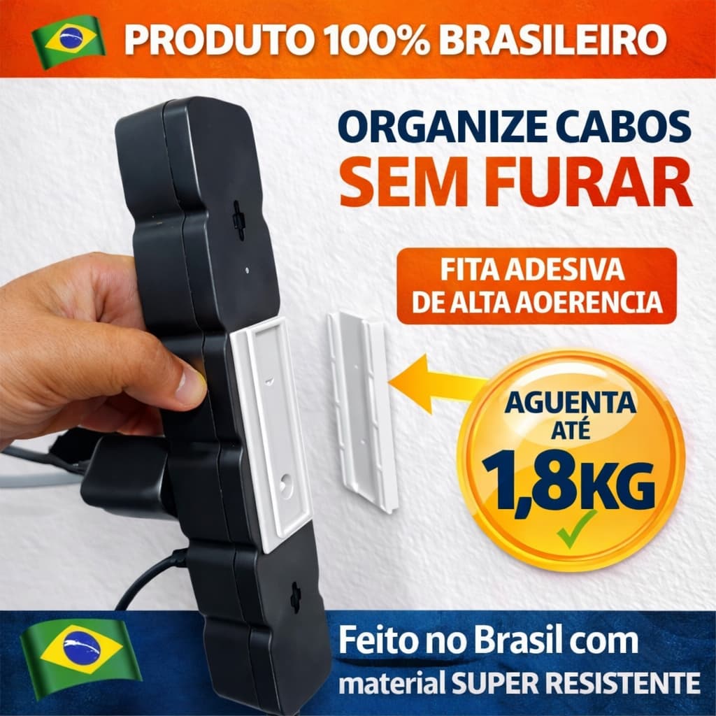 Suporte Filtro de Linha e Extensão Sem Furo | Fixador Adesivo Deslizante Parede