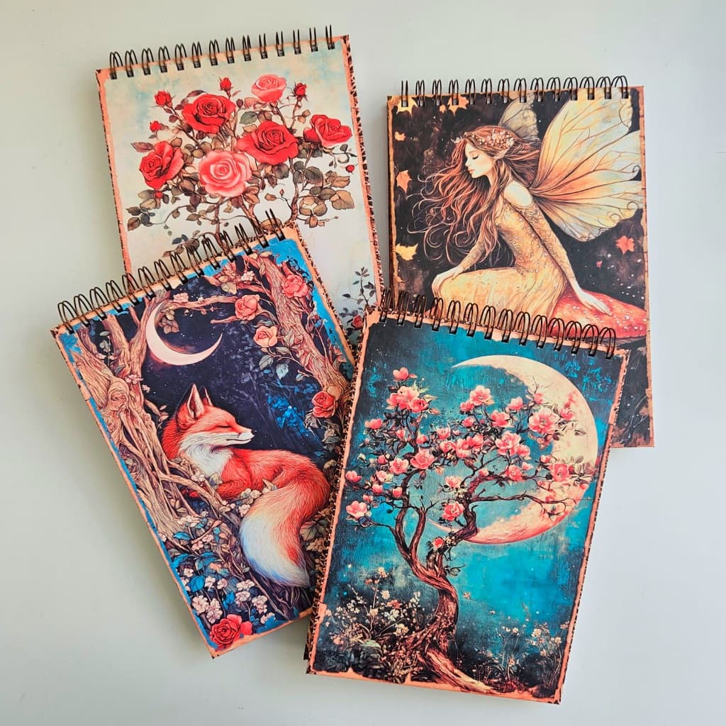 Caderno Sketchbook para Desenho e Aquarela folha grossa A4 27x19cm - 120g, 240g, 300g Vintage/fairycore
