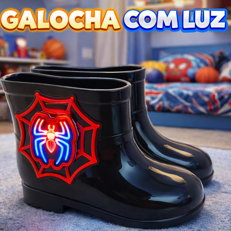 Galocha Led menino Infantil Masculina Cano baixo Impermeável Menino