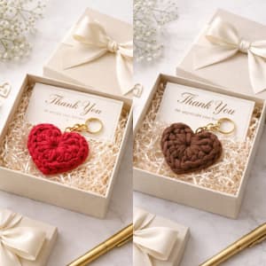 PROMOÇÃO Kit Chaveiro Coração de Crochê 10, 25 ou 50 un | Fio de Malha de Qualidade | Tam. 5 x 5 cm | Lindas Cores |
