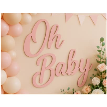OH BABY Painel Decoração Parede Chá Revelação Rosa