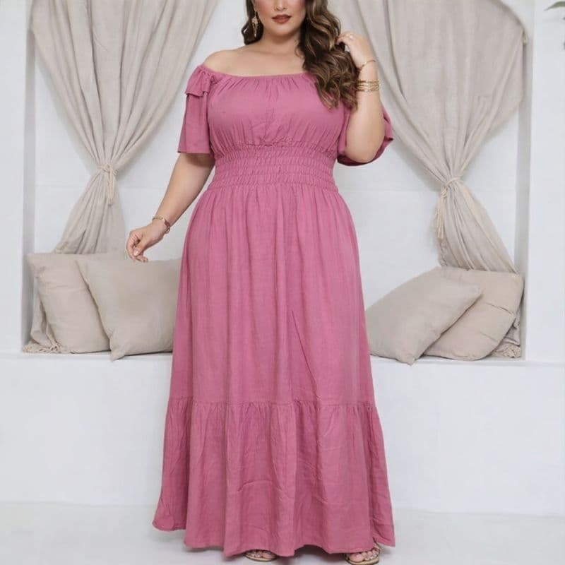 VESTIDO FEMININO LONGO PLUS SIZE LISO G1 e G3/viscolinho