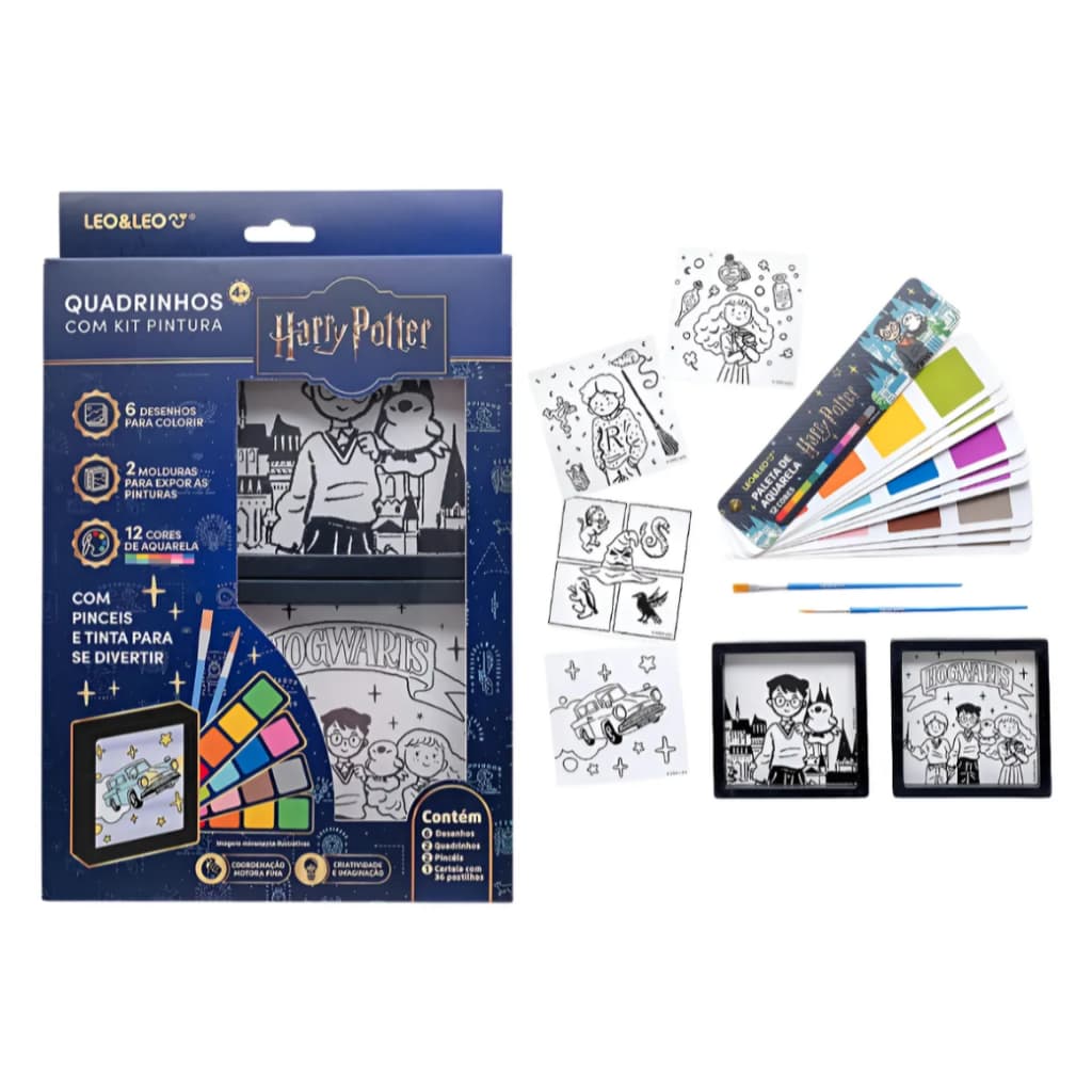 KIT PINTURA - HARRY POTTER - COM AQUARELA + PINCEL + MOLDURA + 6 DESENHOS