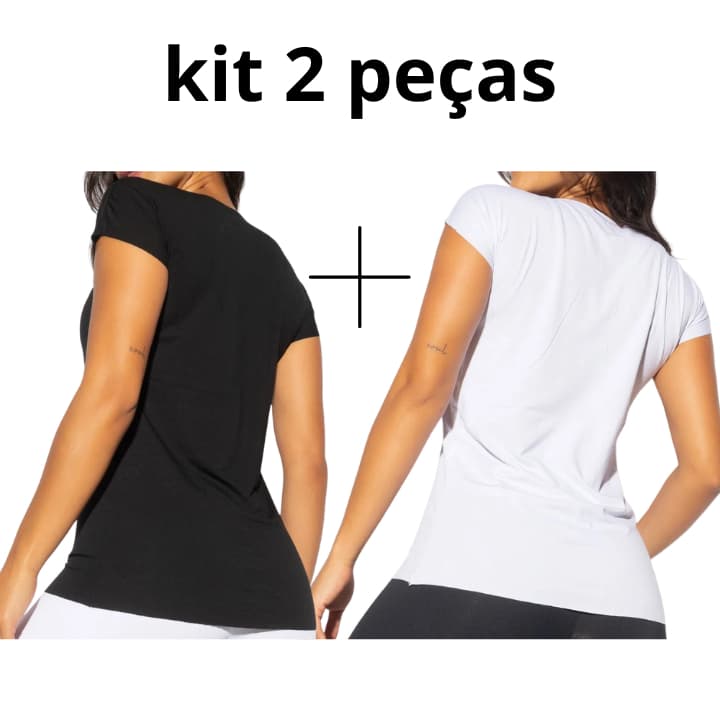 kit 2 blusas fitness básica academia crossfit fitover