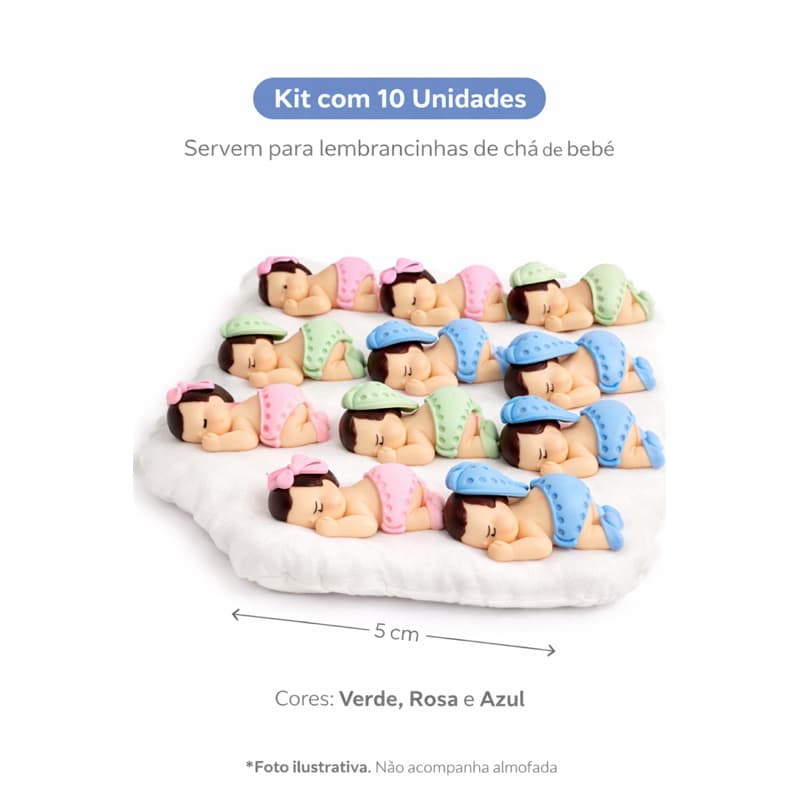 Bebê Dormindo em Biscuit para Lembrancinhas – Kit com 10 Unidades