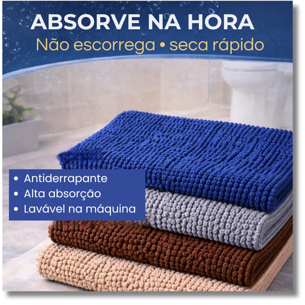 Tapete Banheiro Macarrão Bolinha Popcorn Antiderrapante Macio Absorvente Lavável Seca Pes - Azul Marinho