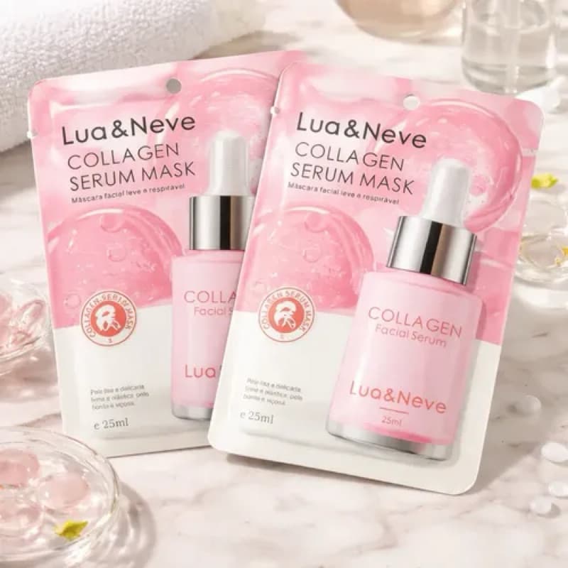 Máscara Facial de Colágeno - Lua e Neve  Serum Face Mask  25ml - Rejuvenesce Hidrata e Ilumina