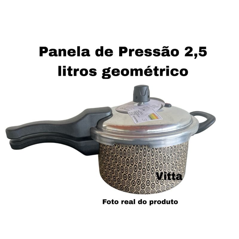 Panela de Pressão 2,5 Litros - Fechamento Externo - Teflon Geométrico