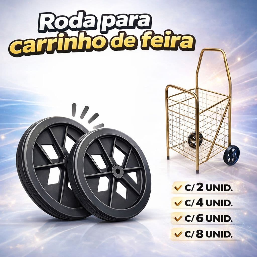 Roda para Carrinho de Feira Reforçada | Peça de Reposição | Alta Durabilidade