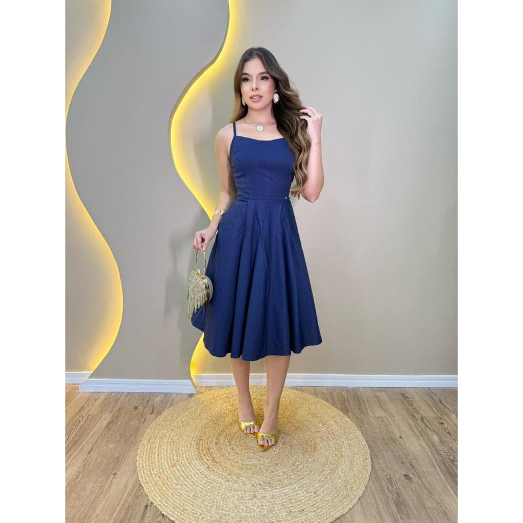 Vestido Feminino Boneca Mid Rodado – Cintura Marcada, Super Delicado