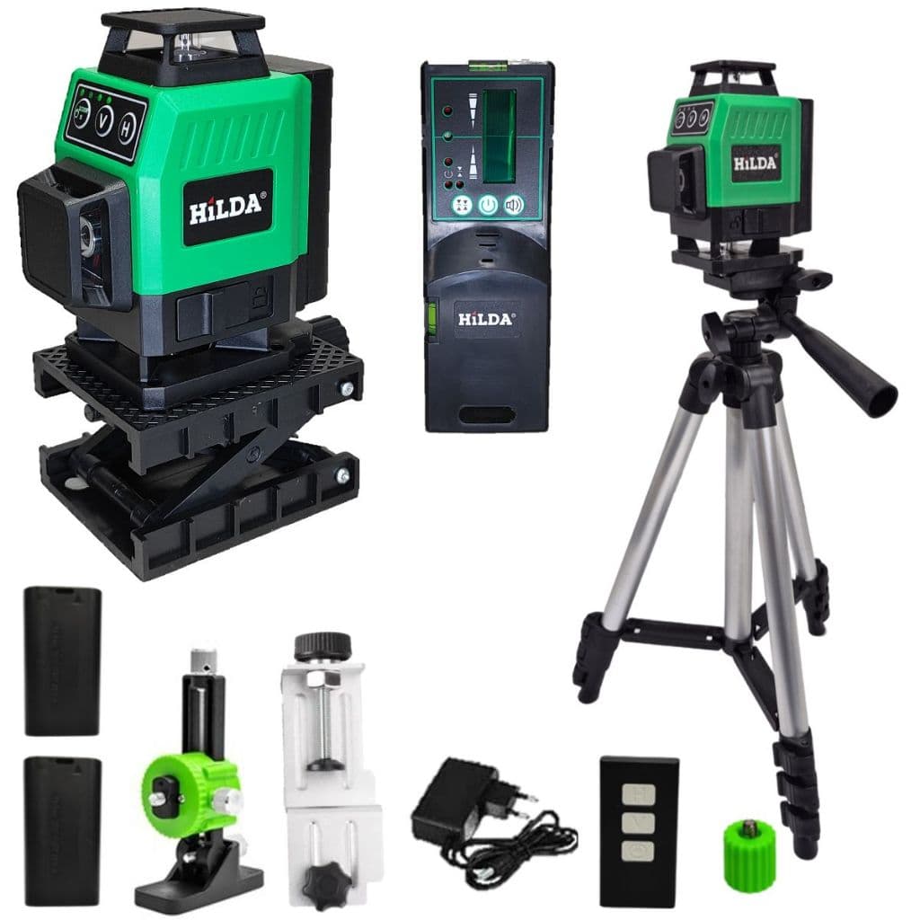 Nível A Laser 16 Linhas 2 Baterias Com Receptor De Linha A Laser, Tripé 1m, mais acessórios