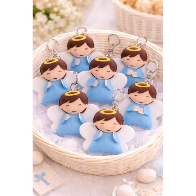 Kit 15 Chaveiros Anjinho Azul | Lembrancinha Personalizada Infantil | Chá de Bebê e Nascimento