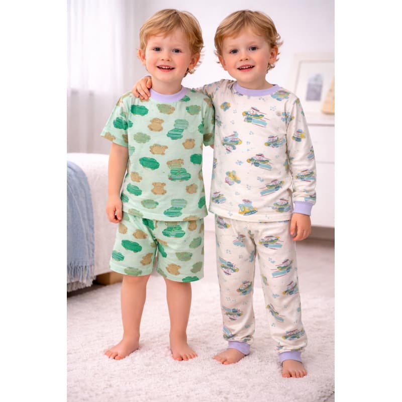 Kit Pijama Infantil Menino Manga Curta + Manga Longa Conjunto 2 Peças Conforto Total