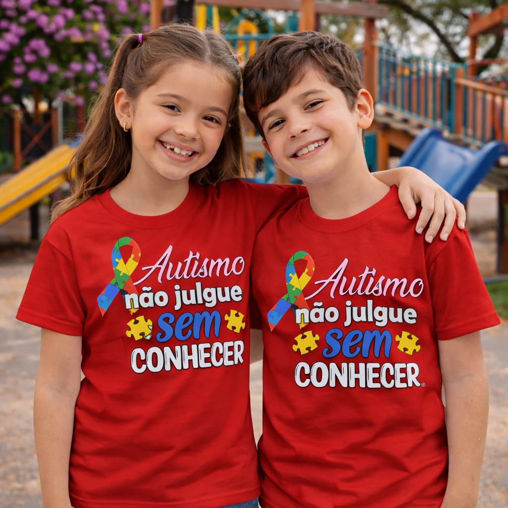 Camiseta Autismo Infantil Estampada Não Julgue Sem Conhecer Camisa 100% Algodão