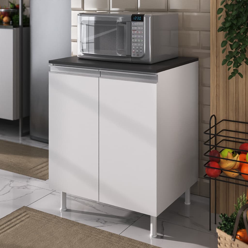 Balcão Multiuso Premium Para Cozinha, Forno Ou Microondas 2 Portas 60cm 100% MDF