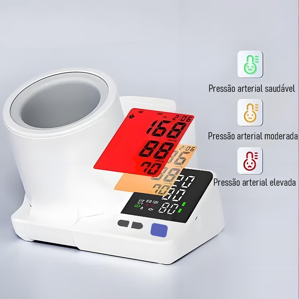 Medidor de Pressão Arterial Digital Inteligente de Braço Portátil para Uso Doméstico e Médico Ideal para Idosos-N12