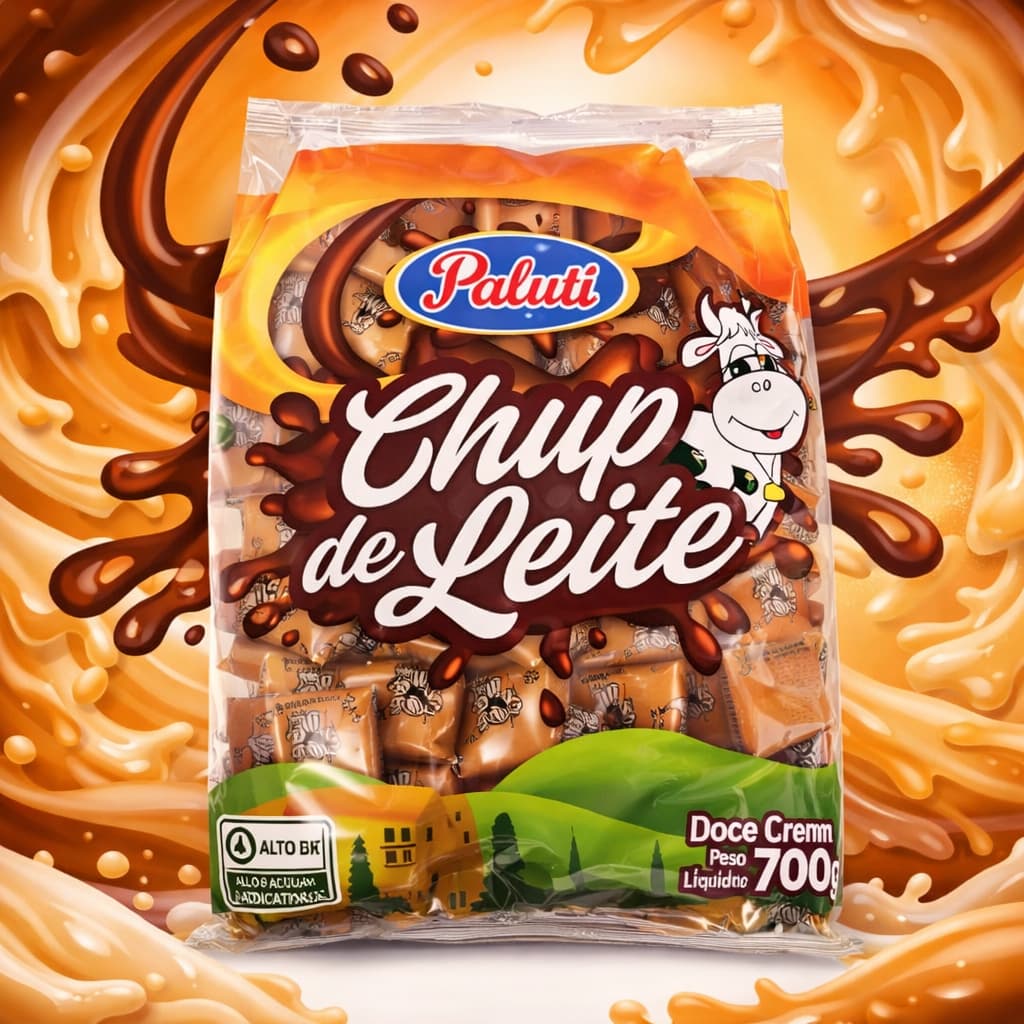 Doce Chup Chup de Leite Paluti 700g com 50 Un Doce de Leite Cremoso Festa Lembrancinha