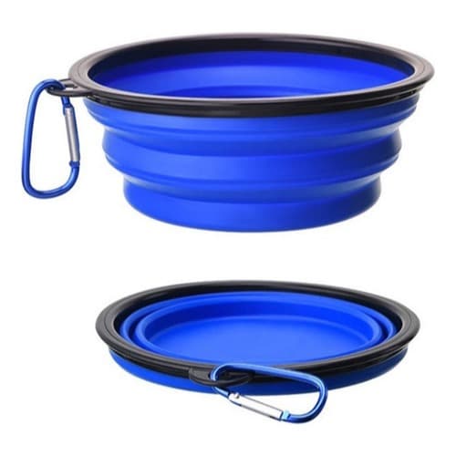 Pote Tigela Retrátil Pet Silicone Com Gancho Cães Gatos Passeio
