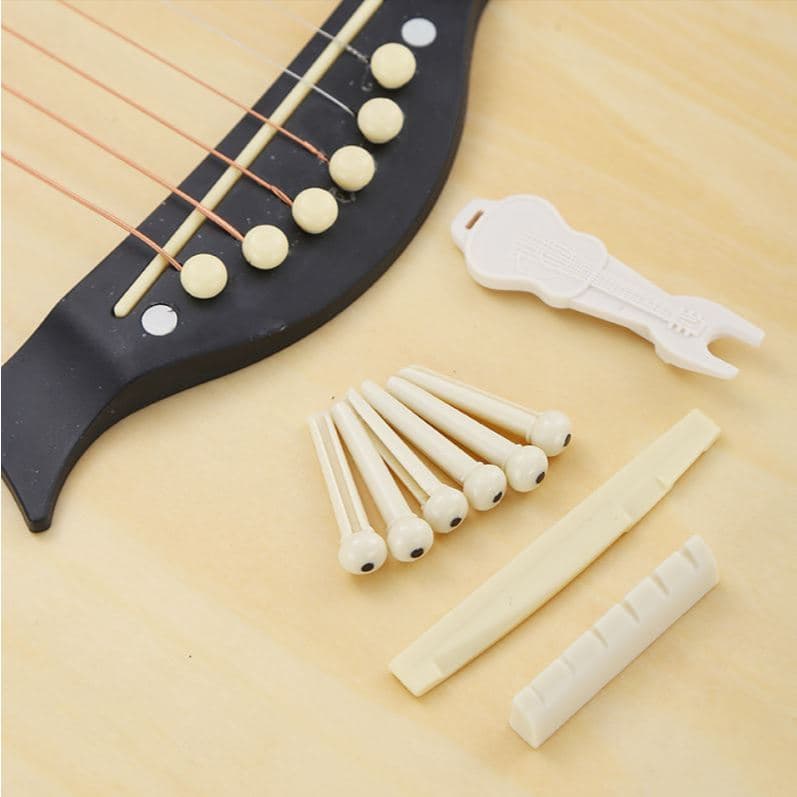 Conjunto Ponte Violão Acústico Porca Sela Ponte Entalhada Pin Com Pontos Promoção