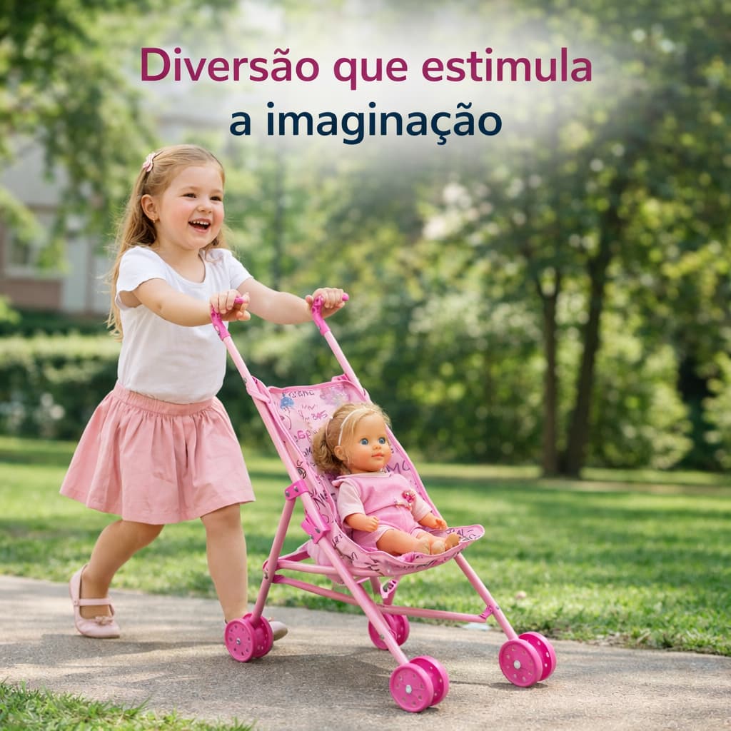 Carrinho De Boneca Brinquedo P/ Brincar De Passeio C/ Boneca