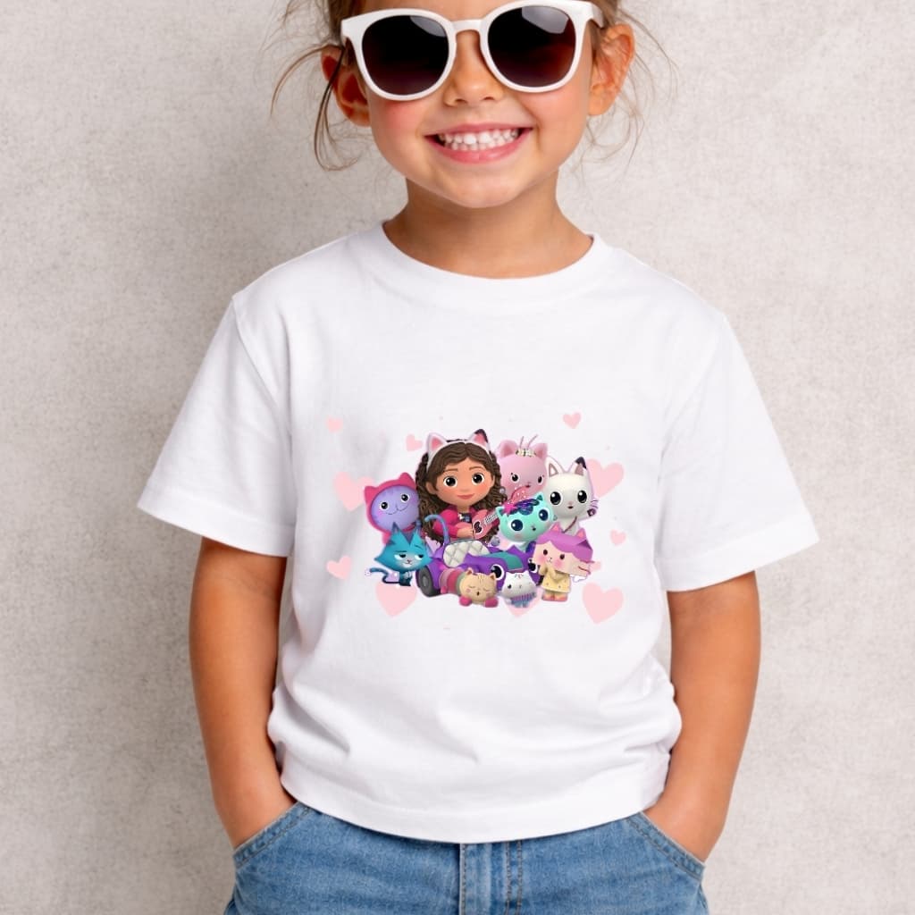 Camiseta Infantil Menina Casa Mágica da Gabby Desenho Infantil Gabi Pets e Animais Blusa Juvenil