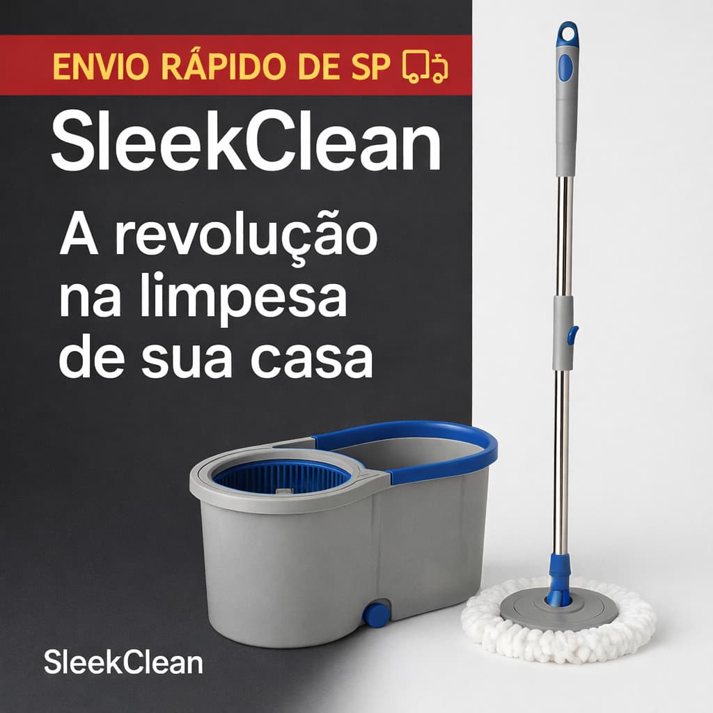 Mop Giratório Com Balde 13 Litros Alta Capacidade Sistema Prático Uso Residencial Comercial