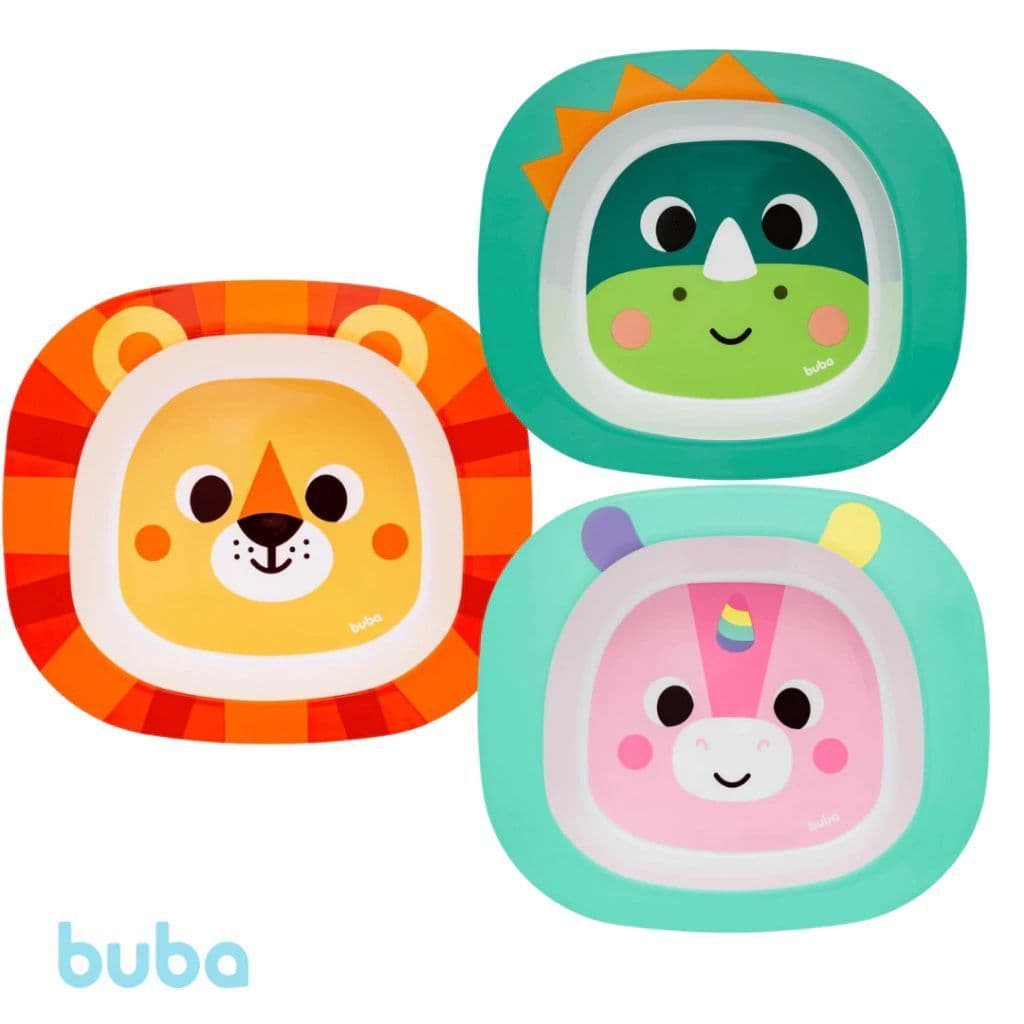 Pratinho Bowl Animal Fun Infantil Alimentação Colorido Buba