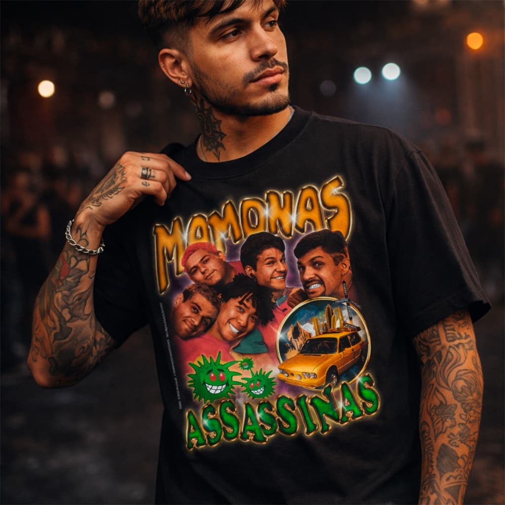 Camiseta Algodão Vintage Masculina Mamonas Assassinas Brasilia Amarela Pronta Entrega