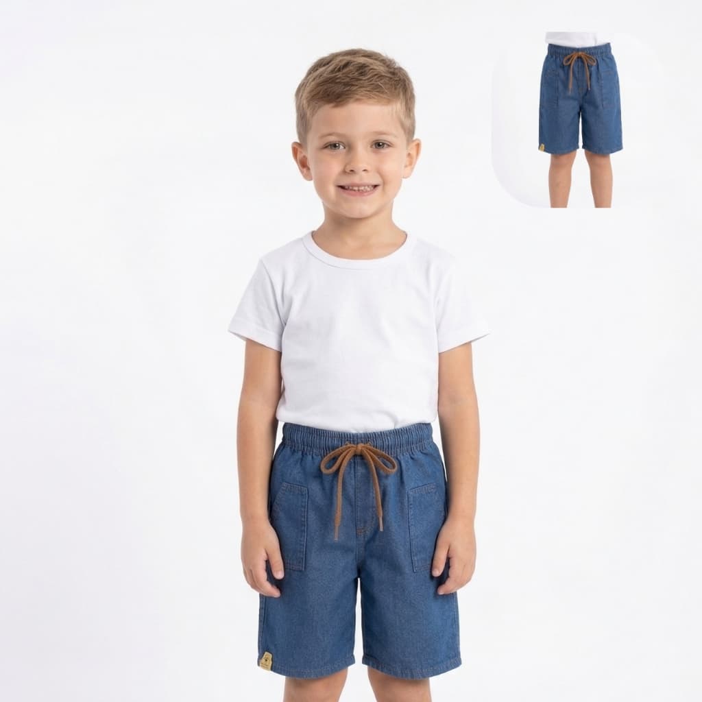 BERMUDA SHORT JEANS MENINO ELASTICO INFANTIL