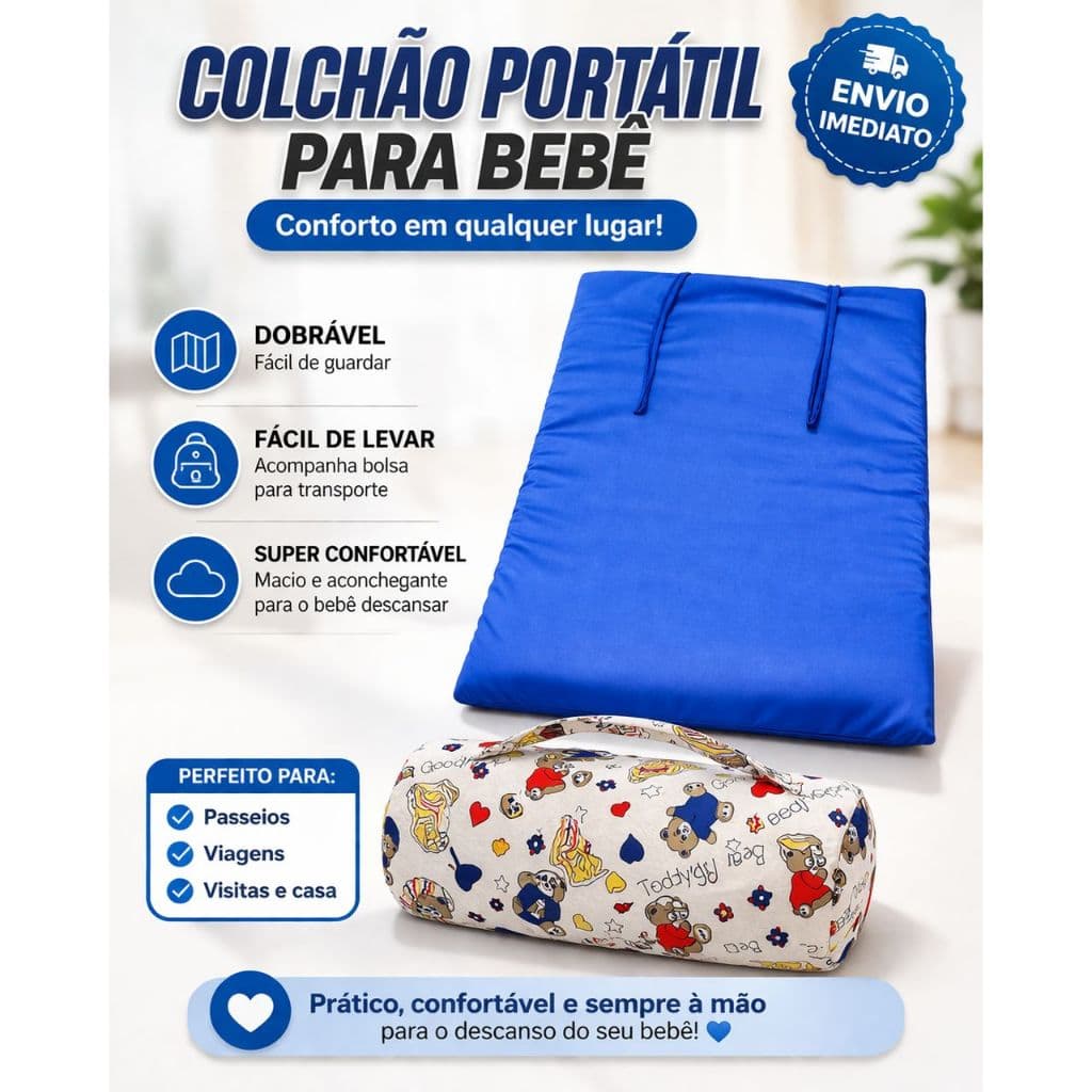 Colchonete Portátil Bebê Dobrável