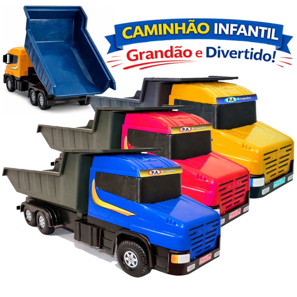 Caminhão Grande Caçamba Basculante Brinquedo 66CM Brinquedo Infantil Menino Criança Caminhoneiro