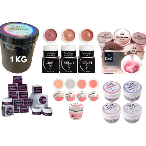 Kit c/ 12 Gel SIOUX | D&Z | FENG | X&D | CRUSH - 15 ml | 1KG Led Uv Unhas Nail Alongamento ATACADO