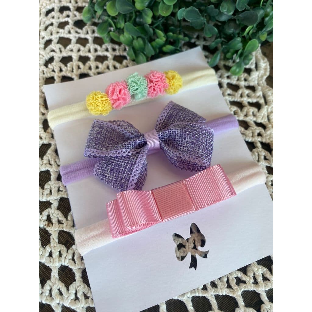 Faixa de Cabelo Bebê Menina com Laço – Kit 3 Faixinhas Macias, Não Aperta, Recém-Nascido a Infantil