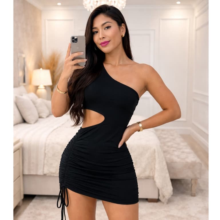 Vestido Curto Tubinho Preto Nula Manga Com Abertura Moda Gringa Mula Manca