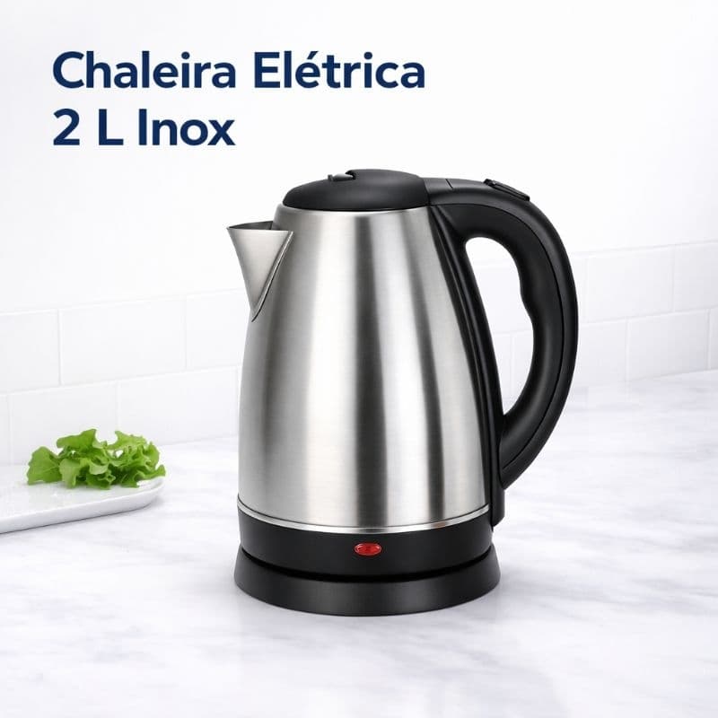 Chaleira Jarra Elétrica 2 Litros Inox  Ferve Água Rápido para Café e Chá cozinha