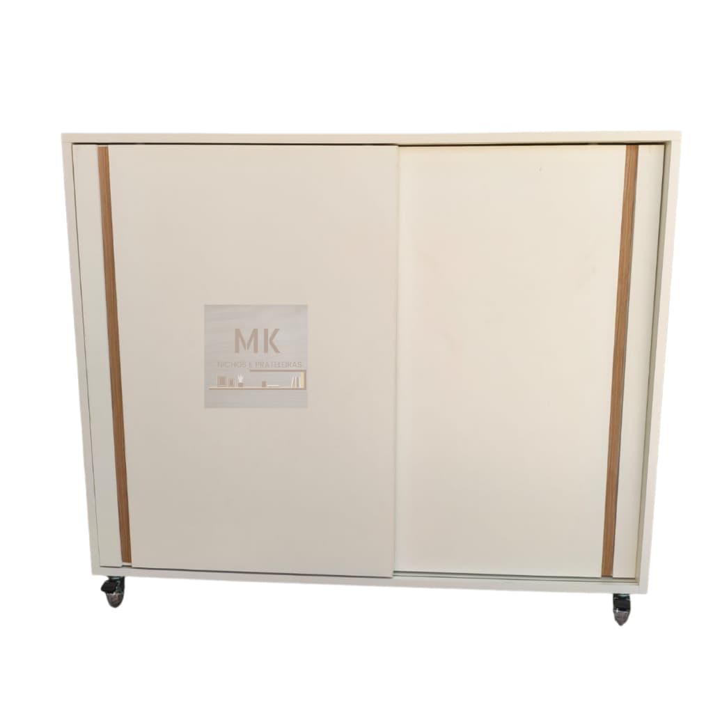 Aparador Buffet 100% MDF 1 metro - Portas de Correr e Rodinhas