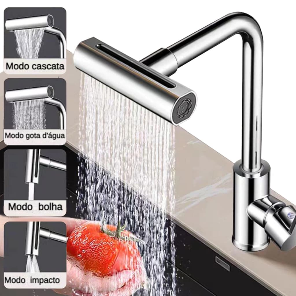Torneira Flexível para Cozinha Tubo Gourmet para Pia Luxo Inox Metal
