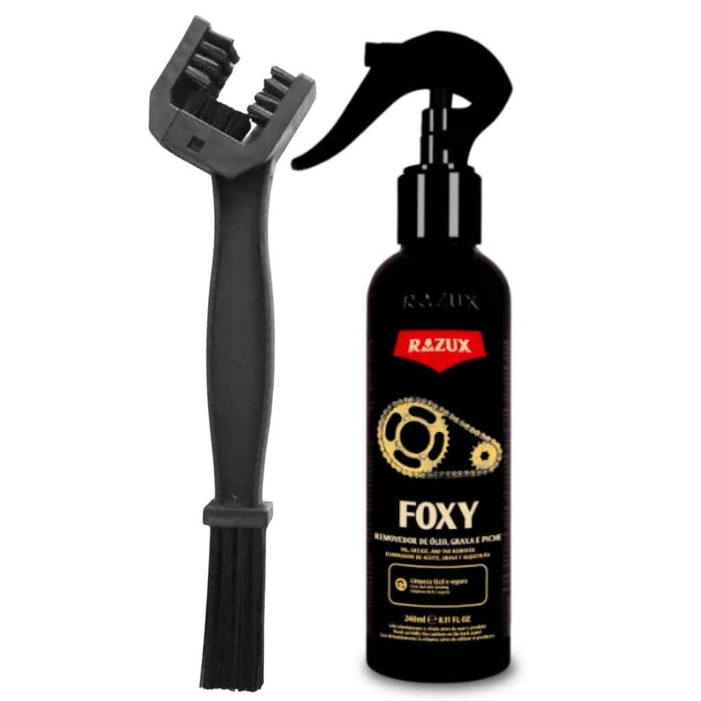 Foxy Remove Óleo Graxa Limpa Corrente Razux 240ml + Escova