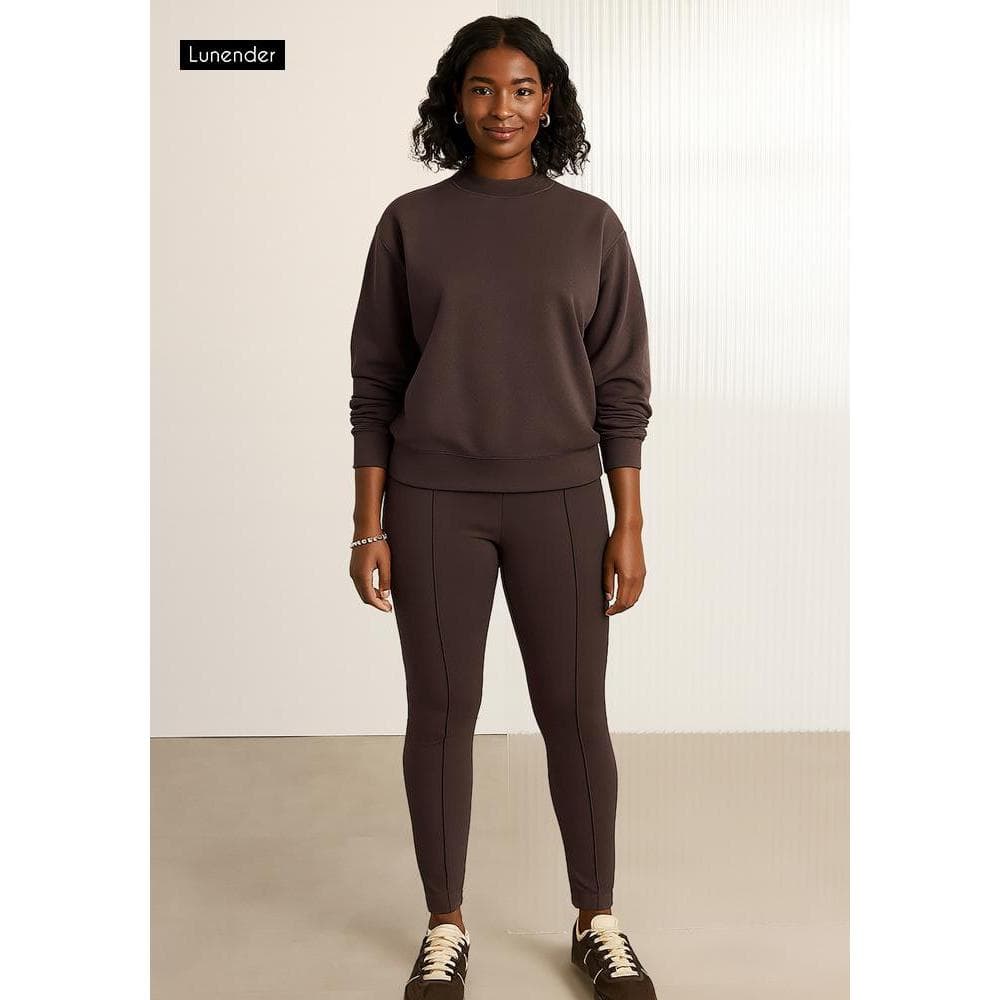 BLUSÃO MOLETOM FEMININO LUNENDER CAPRI BÁSICO CONFORTÁVEL CASUAL VERDE MARROM PRETO