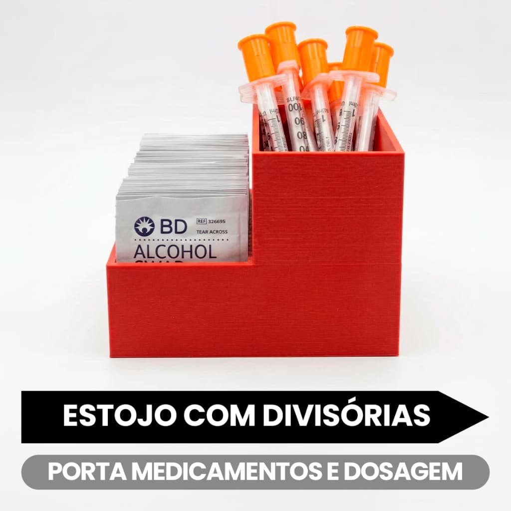 Organizador Estojo com Divisórias Porta Medicamentos e Dosagem Suporte