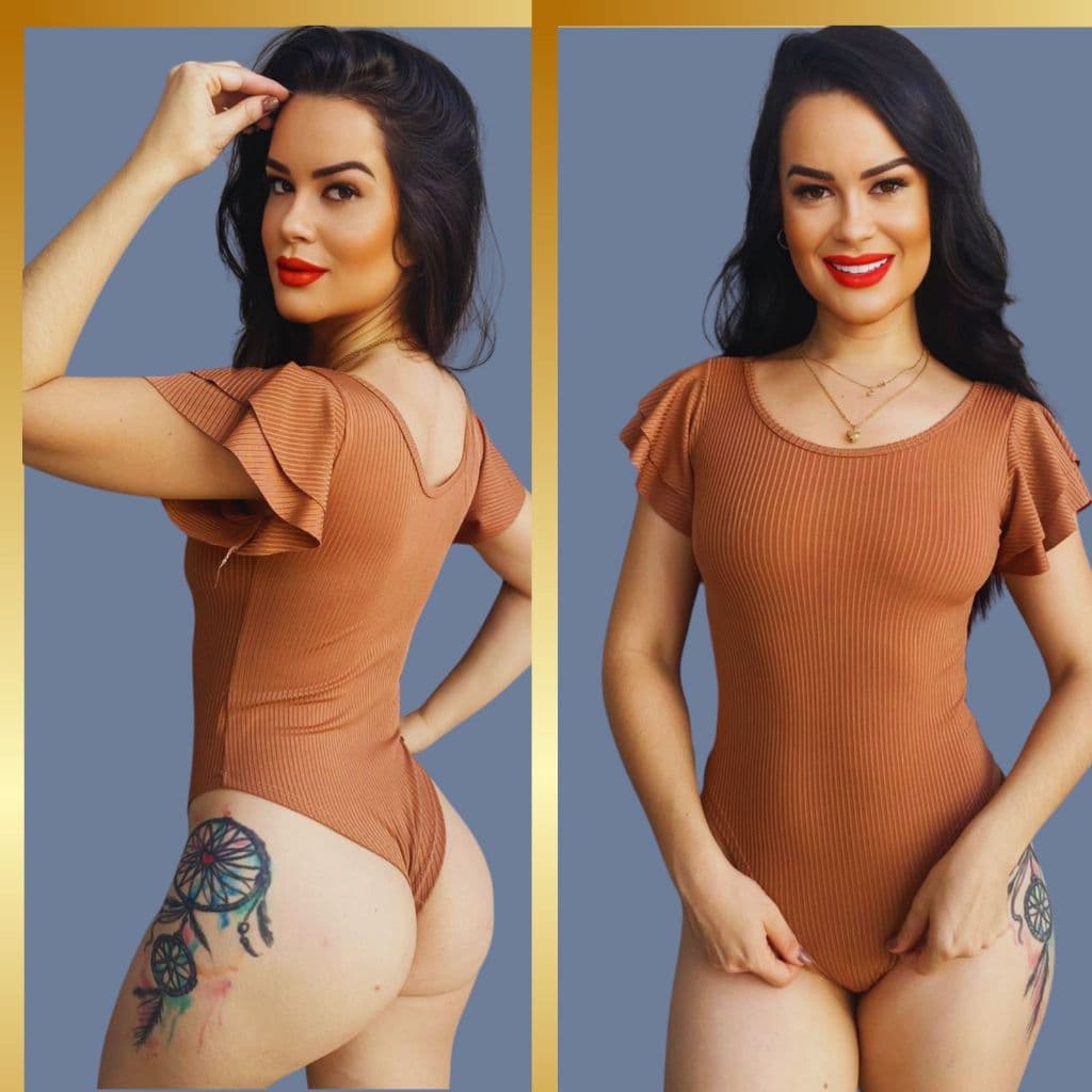 body feminino na malha canelada