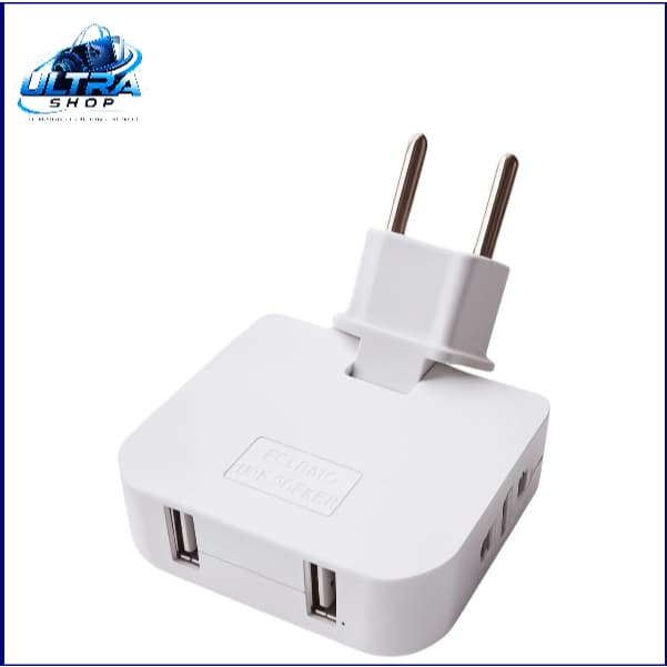 Adaptador Tomada 4 em 1 Benjamin Articulado Bivolt com Duas Entradas USB, Conecta 4 Dispositivos Simultaneamente