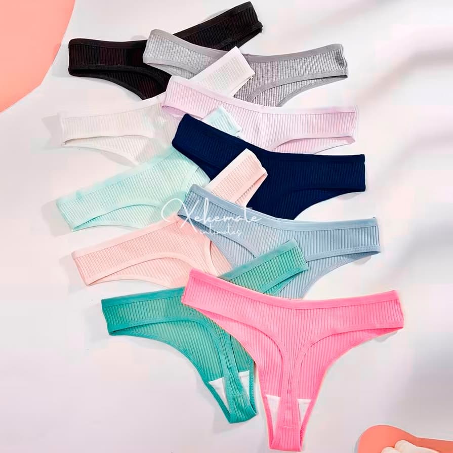 Kit Calcinhas Canelada Fio Dental Empina Bumbum em Suede Forro de Algodão Mulher