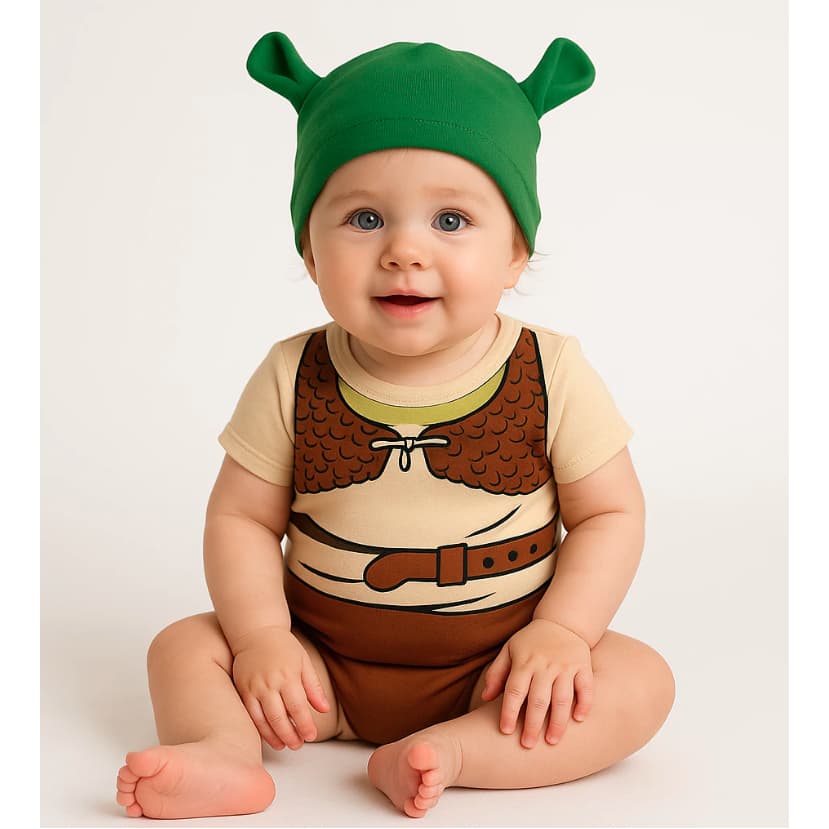 Body Bebê Infantil Menino Mêsversário Temático Shreck Super Confortável Linha Premium