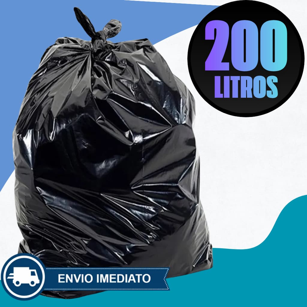 Saco de Lixo Preto 200 Litros Pacote com 50/100 Unidades Reforçado Direto da Fabrica