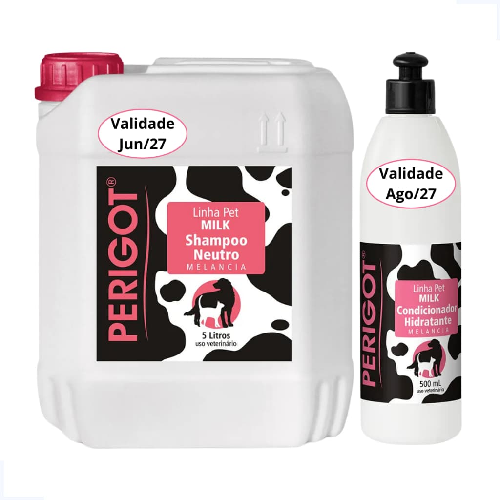 Kit Shampoo 5l E Condicionador 500ml Perigot Pet Cães Gatos Melancia
